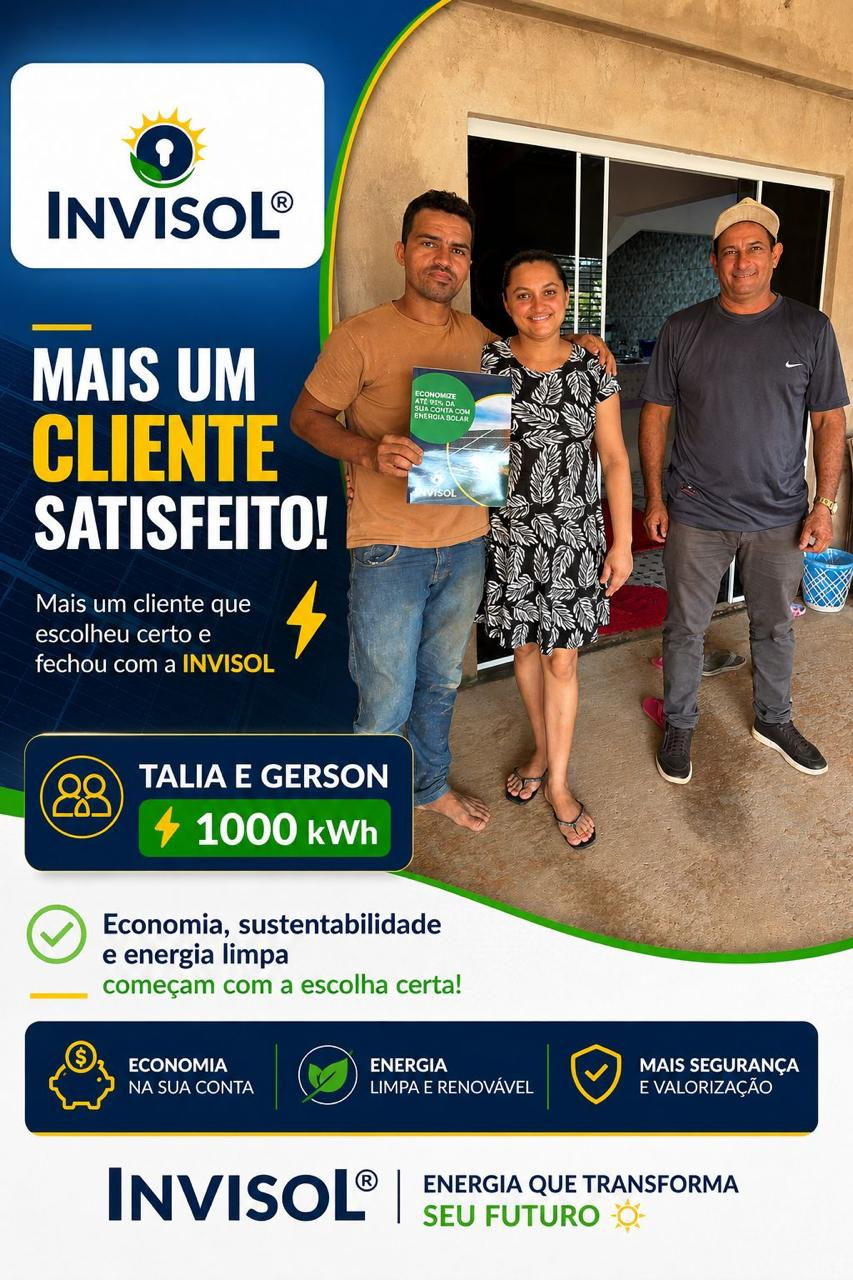 Cliente InviSol Talia e Gerson com economia de 1.000 kWh/mês